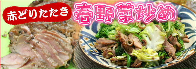 赤どりたたき春野菜炒め